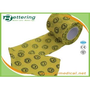 Flexible Medical Elastic Vet Wrap Bandage Self Adhesive With Smile Face Printing
