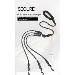 Dog leash multifunctional one-to-three dog leash reflective pet leash