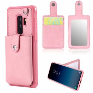 Samsung Galaxy S9 Leather Hidden Mirror Case with Card Slots Stay Back Cover