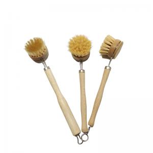 Cheap Dining Room Wooden Long Handled Scrubbing Brush 24cm Sisal Nylon Filament for sale