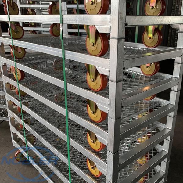 Hot Galvanized Zinc Danish Flower Trolley with Net Mesh Layer and Steel Flower