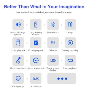 Wireless Bluetooth Speaker Echo Recorder Portable Trolley Speaker UHF 2.4Ghz