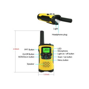 VOX Rechargeable PMR446 Radios 5KM Range With Backlit LCD Flashlight