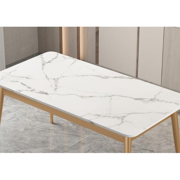 Rectangular Rock Board Marble Dining Table And Chair Combination
