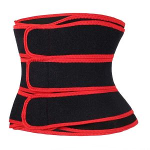 Latex Free Waist Trainer With 3 Straps Red Stomach Slimmer Belt