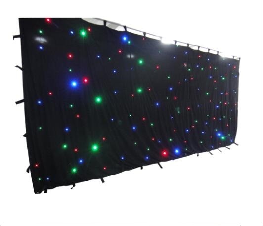 Popular LED Stage Backdrop Drape Starry Sky Cloth 2x3m With DMX Controller Star
