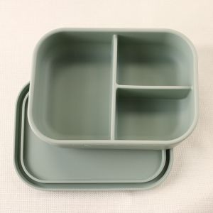 3 Compartment Silicone Lunch Containers , Reusable Silicone Bento Lunch Box Leak