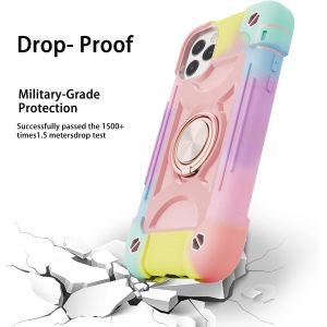 iPhone 12 Pro Max Case 6.7" - Heavy-Duty Shockproof, Ring Stand, Glass Screen &