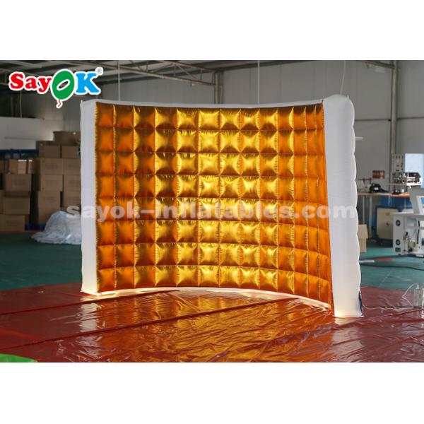 Event Booth Displays Golden Oxford Cloth Inflatable Photo Booth Wall With LED Lights