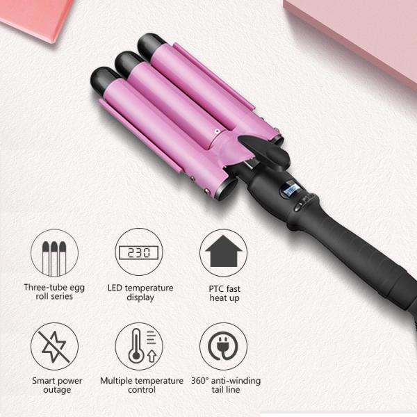 Quality Adjustable Temperature 110W 28mm Triple Barrel Curling Iron For Women wholesale