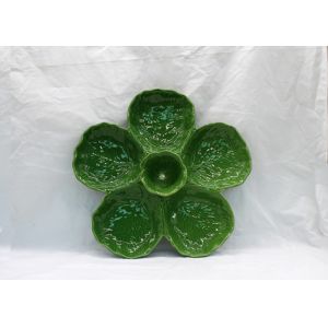 Ceramic 5 Part  Snacks Plates Dolomite Cabbage Leaf Design Green Candy Decoration Plates