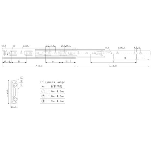 Stainless Steel Soft Close Drawer Slides Full Extension 3 Fold With 50kgs Capacity