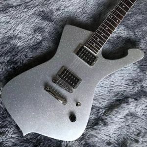 2021 NEW Custom Grand Electric Guitar with Silver Sparkling Finishing No Binding on Body Dot Inlay Chrome Hardware