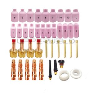 Cheap 31PCS TIG Welding Torch Stubby Gas Lens Ceramic Cup Kit for WP-17/18/26 Large Size for sale