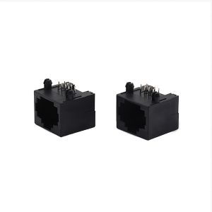 Black 8 Pin Female Straight RJ45 PCB Connector Jack Network Plug 8p8c