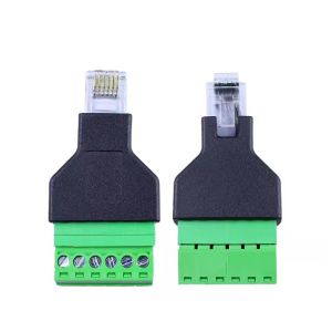 RJ12 6P6C Connectors Modular Plugs to 6 Pin Screw Terminal Blocks Adapter