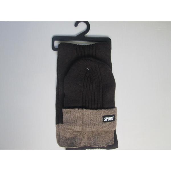 Quality MENS acrylic hat&scarf--Jacquard winter set--soft plush lining--Winter or outdoor use wholesale