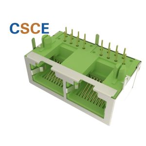 White And Blue 2 Ports 10P8C F3.05 Shielded RJ45 Jack / Modular Ethernet Jack