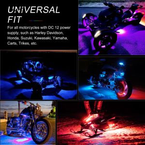 12 Pcs Motorcycle LED Light Kit APP/RF Control Waterproof 16 Million Color Brake