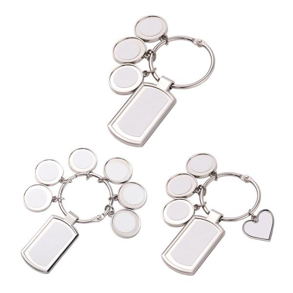 Quality Custom Promotional Gift Keychain Blank Design Sublimation Charms Set Keychains With 3 Tags wholesale