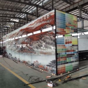 China Ceramic Digital Printing Tempered Art Glass Over Size 3300x9000mm For Hotel Lobby Wall Decoration on sale