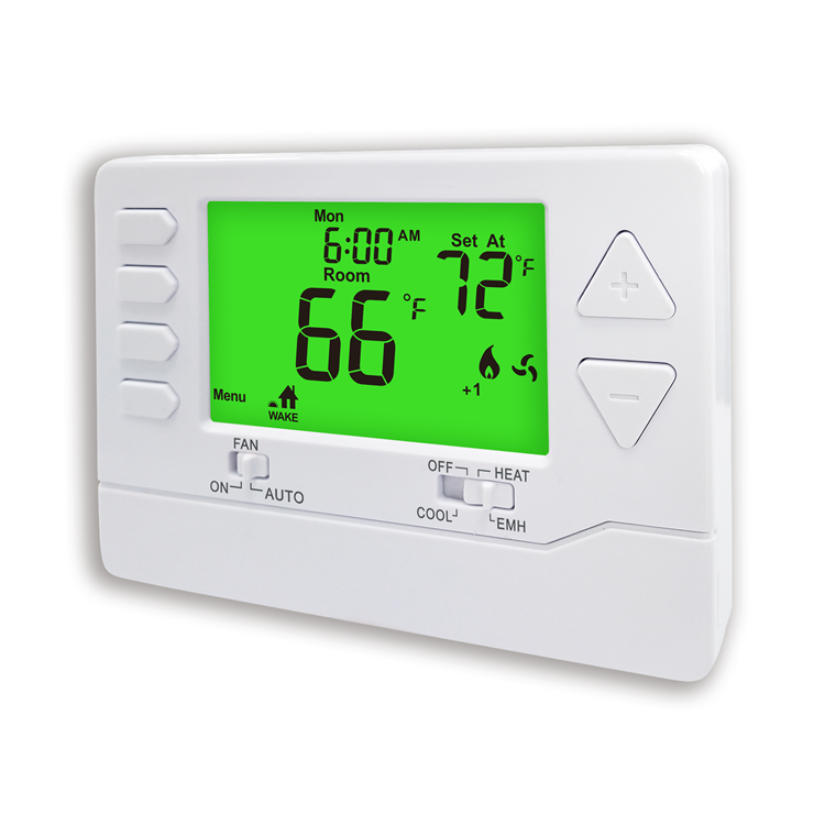 Riseem 2H/1C Heat Pump 7 Day Programmable Thermostat with ON Fan Mode and 2*AA