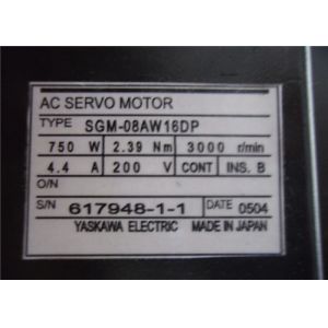 Yaskawa AC SERVO MOTOR 3000 R/MIN 200V 750 W 2.39 NM SGM-08AW16DP New in Box