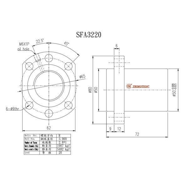 TBI Ball Screw SFA3220 Heavy Duty Ball Screw 32mm Diameter Ball Screws