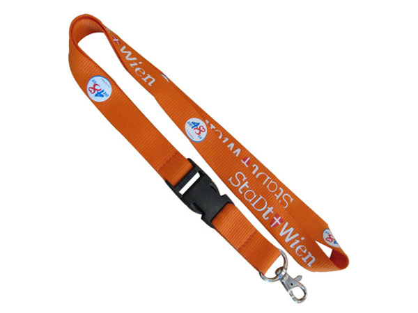 Safety polyester neck lanyard with quick release detachable buckle,screen print brand logo