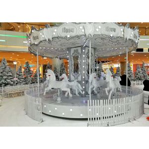 China White House Theme Park Carousel 6 Seats Kids Carousel Ride Luxury Design on sale