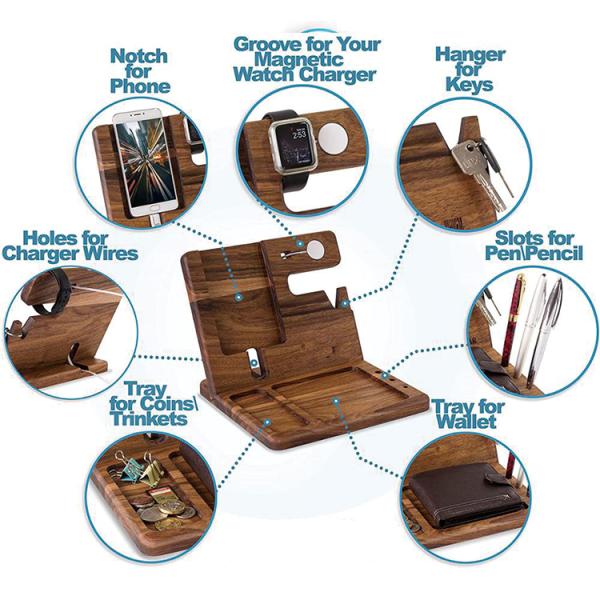 Standing Wood Bamboo Adjustable Laptop Stand Folding Lap Tray Desk Organizer