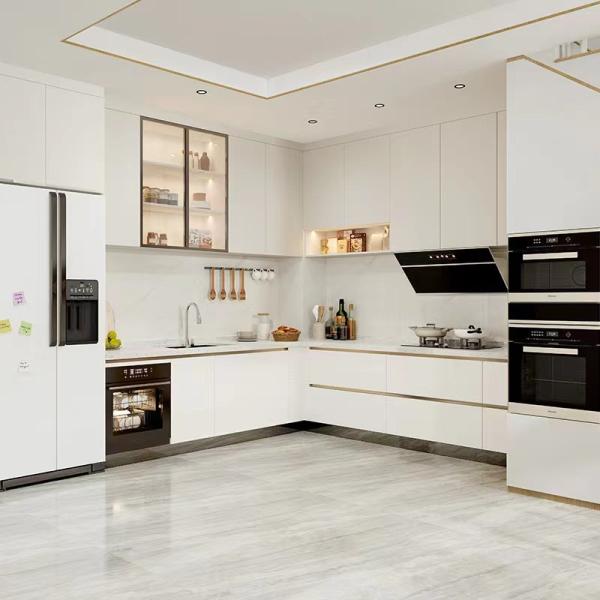 Quality Quartz Stone Hotel Kitchen Cabinets Durable Metal Frame Scratch Resistant wholesale