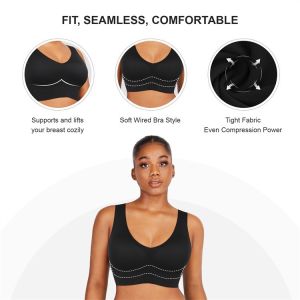Black Body Shaping Invisible Push Up Bra with Underwire Support Knitted Weaving