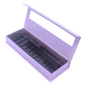 Custom Logo Small Purple Retail Fake Artificial Empty Nail Tip Boxes False Press