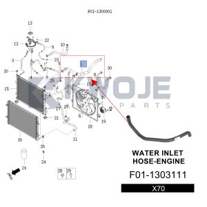 OEM F01-1303111 Auto Spare Parts Water Inlet Hose Engine For Jetour X70