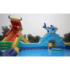 14*18m Inflatable Water Park with 1200w Blower and 1-20 People Capacity Dragon