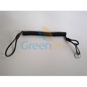 China Heavy Duty Reingforced Solid Balck PU Coated 4.0mmDia Wire 1.2mm Inside Steel Cable Lanyard Tether on sale