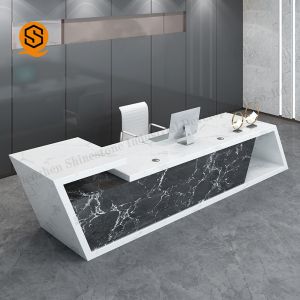 Semi Matt Solid Surface Reception Desk Joint Invisible Easily Repairable