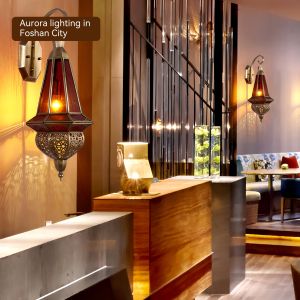 Arabic Style Stained Copper Glass Wall Lights With Switch Control