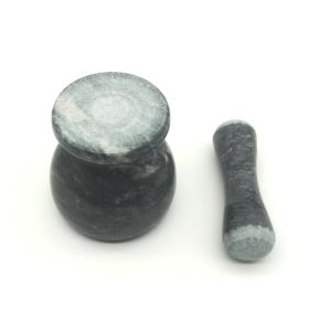 Custom Made Stone Mortar And Pestle , Stone Bowl And Grinder Black Color