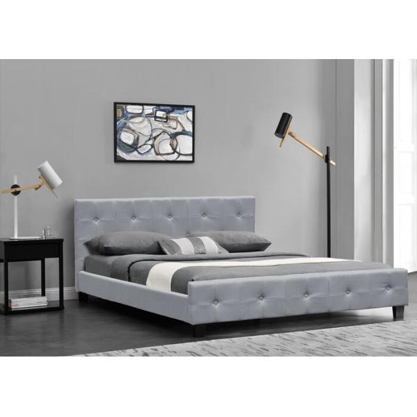 Quality Easy Assembly King Single Upholstered Bed Light Grey Fabric Bed Frame wholesale
