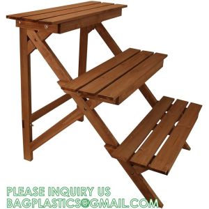 Wood Plant Stand Ladder Plant Shelf, Flower Pot Display Rack Freestanding