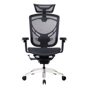 3D Headrest Chromed Ergonomic Executive Chair 4D Swivel Office Seating