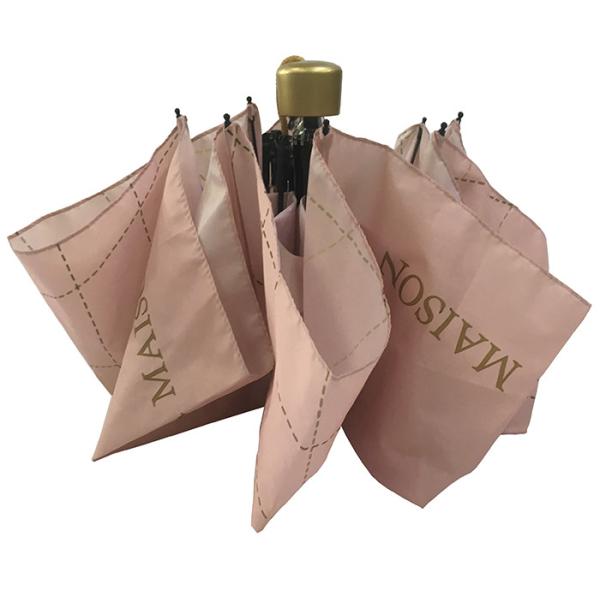 Quality Windproof 3 Folds Pongee Manual Open Umbrella With Custom Printing wholesale
