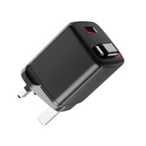 TurboVolt Dual Charging Adapter – USB-A & USB-C Wired Power Brick | 45W PD + QC3