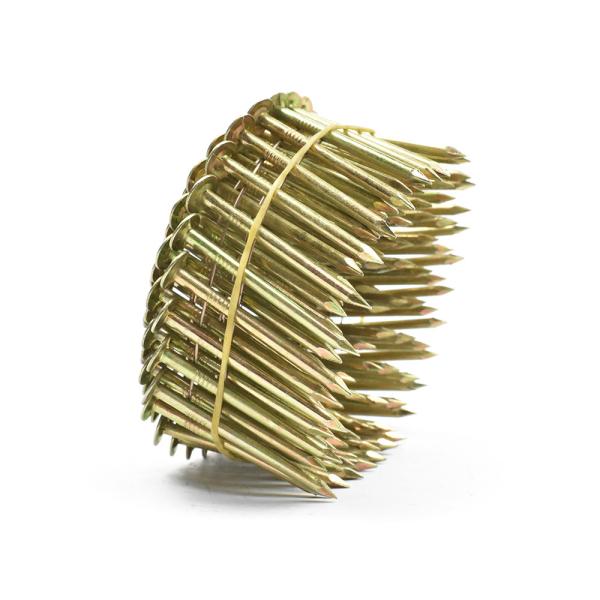 15 Degrees Hot Dipped Coil Nails Round Head Ring Shank For Construction