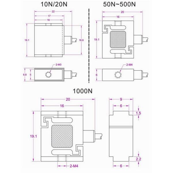 Miniature tension compression load cell 20kg 200N with analog output