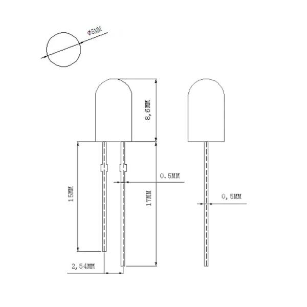 5mm Red Diffused LED Lamp Diode Pb Free 1.8v-2.4v LED Without Edge