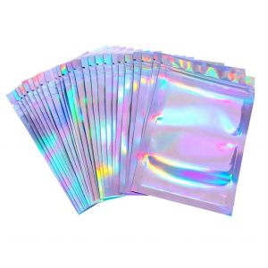 China Leak Proof Holographic ziplockk Pouches PET Resealable Zipper Bags on sale