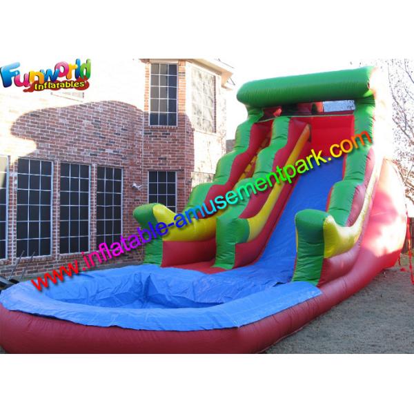 Quality Big Rainbow Wave Backyard Inflatable Water Slides With Splash Pool wholesale